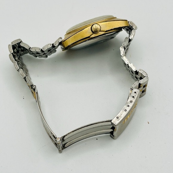 Vintage Benrus TechniQuartz Men's Watch Date Sunburst Dial Green Gold FOR PARTS - Picture 6 of 7